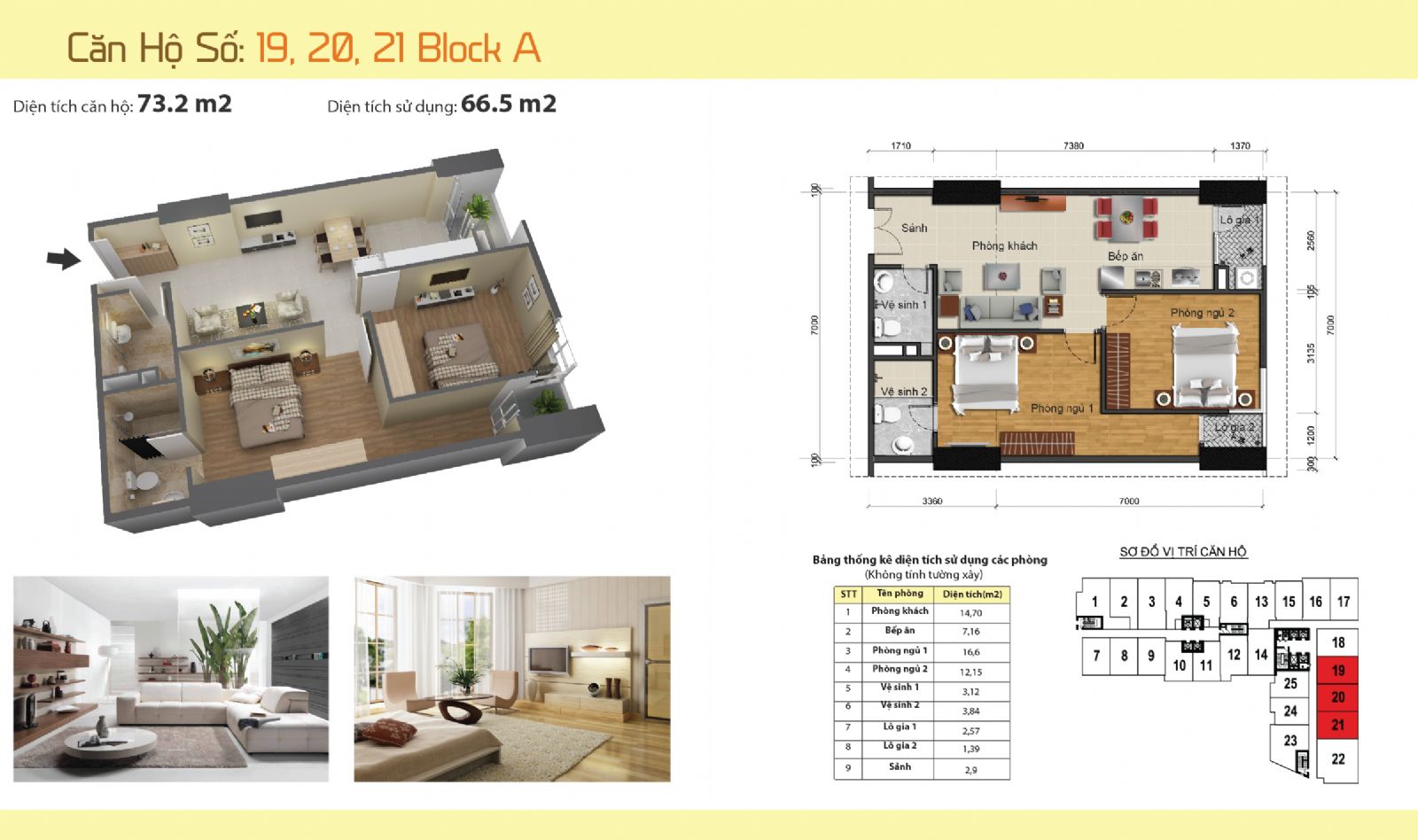 Căn hộ số 19, 20, 21 – Tòa A