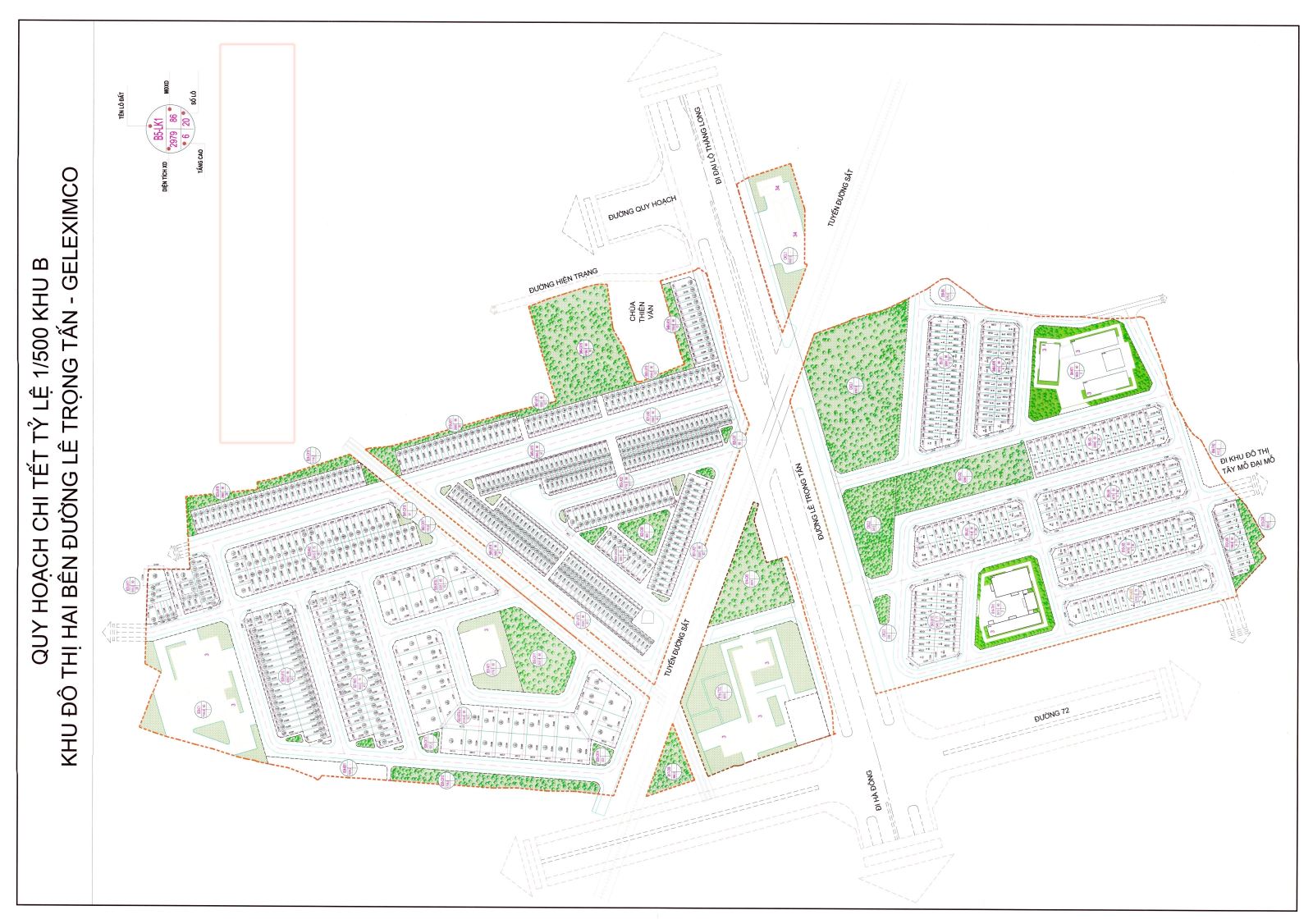 Mặt bằng phân khu B Geleximco Lê Trọng Tấn 