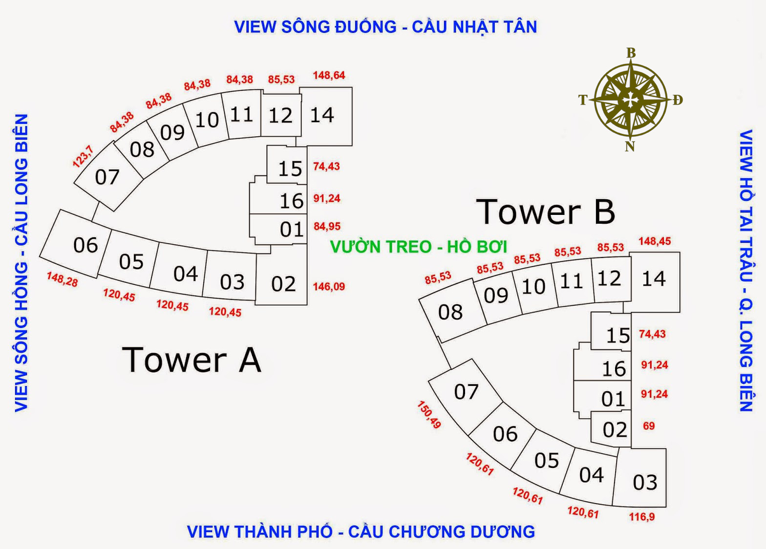 Mặt bằng tòa tháp căn hộ 